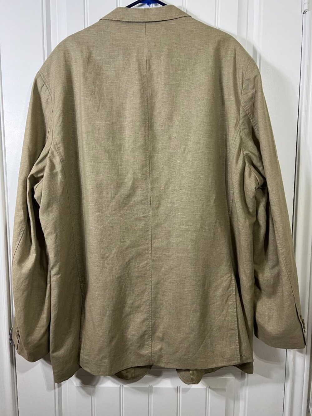 Men's Linen Blend Blazer 3XLT Tan Khaki Slub Knit Sport Coat Big Tall Costal - Picture 3 of 13